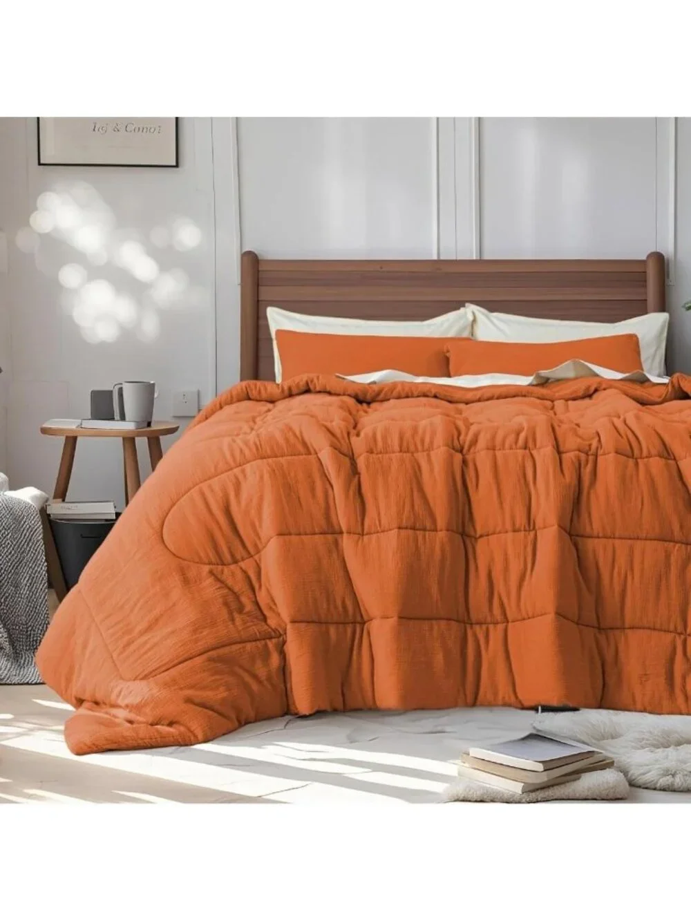 Soft Lightweight 100% Cotton Muslin Comforter Set King, 3PC All Seasons Bedding